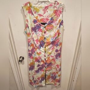 Tiki Palm NWT Colorful Floral Button Down Sleeveless Dress Sz XXL Resortwear
